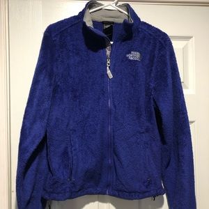 Purple north face jacket. Fuzzy material. Used!